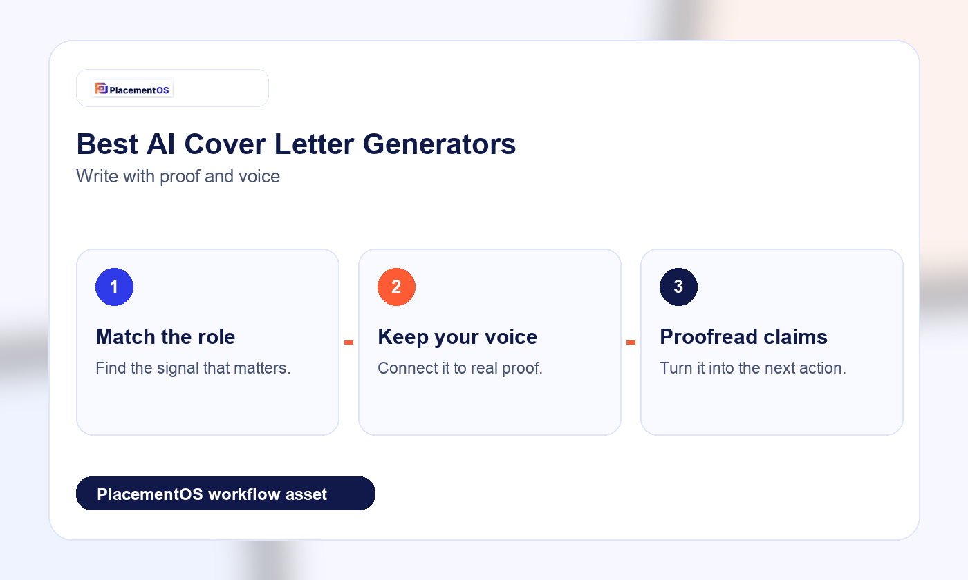 Best AI Cover Letter Generators: Quality Control Before You Send PlacementOS workflow infographic